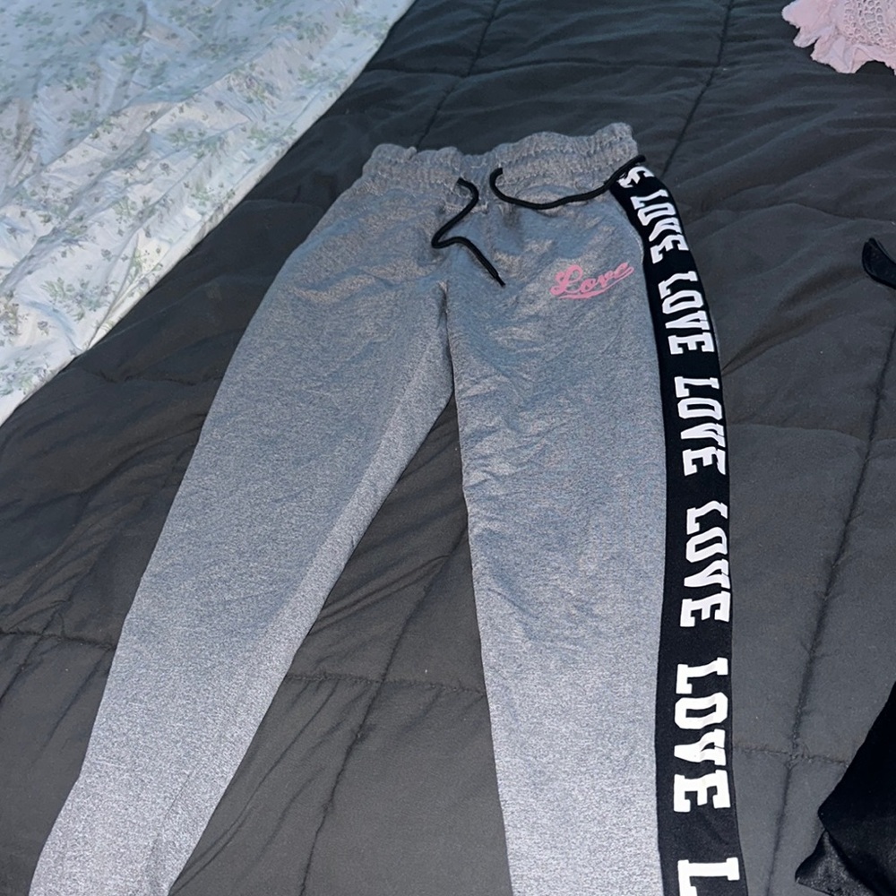 Love Gray and Pink Sweatpants